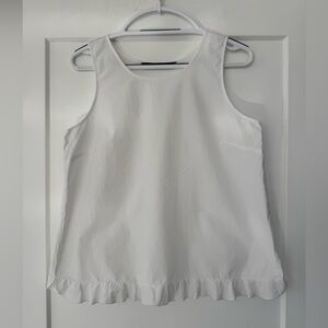 Zara Bright White Ruffle Hem Tank Women Top. 100% Cotton. Size M
